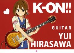  absurdres alternate_hairstyle casual comiket_79 electric_guitar female gibson_brands_inc gibson_les_paul guitar highres hirasawa_yui horiguchi_yukiko instrument k-on! official_art plectrum scan solo 