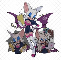  3mia_hadi3 adapted_costume alternate_costume anger_vein angry animal_ears animal_nose annoyed aqua_eyes artist_name bags_under_eyes bat_ears bat_girl bat_wings black_dress black_eyes blue_eyeshadow blush body_fur boots bra breasts brown_jacket chao_(sonic) cleavage_cutout clenched_teeth closed_mouth clothing_cutout coffee commentary computer dress drinking elbow_gloves english_commentary english_text eyeshadow female flower folder full_body furry furry_female gloves half-closed_eyes hand_on_own_hip hands_up happy head_tilt highres holding holding_laptop holding_paper intravenous_drip jacket jacket_on_shoulders juliet_sleeves laptop light_blush logo_parody long_sleeves looking_at_another looking_at_viewer looking_down makeup medium_breasts multiple_views office_lady open_clothes open_dress paper pink_bra puffy_sleeves purple_wings rouge_the_bat short_dress short_hair sideways_mouth signature simple_background smile sonic_(series) sparkle squiggle standing teeth thigh_boots thighhighs thighs underwear upper_body v-shaped_eyebrows white_background white_flower white_footwear white_fur white_gloves white_hair wings zettai_ryouiki 