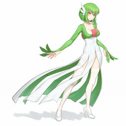  alternate_hair_length alternate_hairstyle anarchojs between_breasts blush bob_cut breasts c.c. closed_mouth code_geass commentary_request cosplay dress female frown full_body gardevoir gardevoir_(cosplay) garter_straps green_hair hair_ornament high_heels highres legs_apart long_sleeves looking_at_viewer medium_breasts panties pantyshot pokemon pokemon_(game) pumps short_hair simple_background solo standing thighhighs underwear white_background white_panties white_thighhighs yellow_eyes 