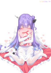  angel_wings artist_name azur_lane black_ribbon blue_hair blush bow bow_panties chinese_commentary commentary_request covering_face dated detached_sleeves dress feathered_wings feet female frilled_ribbon frills gradient_hair hair_bun hair_ribbon heart highres hugging_object long_hair multicolored_hair one_side_up panties panties_visible_through_clothes pantyhose pillow pillow_hug pink_panties purple_hair ribbon see-through see-through_dress single_side_bun sitting solo stuffed_winged_unicorn thighs toes underwear unicorn_(azur_lane) very_long_hair wariza white_dress white_pantyhose white_wings wings xiao_shi_lullaby yes-no_pillow 