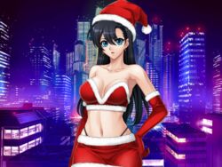  female fuuma_tokiko japanese_clothes kagami_hirotaka kimono lilith-soft santa_costume santa_suit skyline taimanin_asagi taimanin_asagi_battle_arena tokiko 