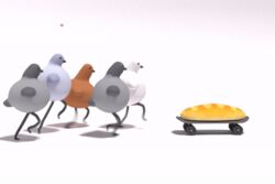  2018 2d_animation 3:2 3d_(artwork) 3d_animation ambiguous_gender animated avian baguette beak bird boing_(keke) bread chasing columbid digital_media_(artwork) feral food group heart_symbol humor keke_(artist) pigeon running semi-anthro short_playtime simple_background skateboard toony vehicle what white_background 