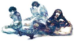  3boys armor bad_id bad_pixiv_id black_hair brown_hair closed_eyes fire_emblem fire_emblem_awakening frederick_(fire_emblem) gaius_(fire_emblem) gloves lon&#039;qu_(fire_emblem) multiple_boys short_hair szmws 