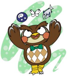  2017 alpha_channel animal_crossing anthro arthropod avian beak bird blathers_(animal_crossing) bow_(feature) bow_tie brown_body brown_feathers butterfly digital_drawing_(artwork) digital_media_(artwork) feathered_wings feathers fish fossil halabaluu hi_res insects lepidopteran looking_up male marine nintendo open_mouth open_smile owl red_cheeks signature simple_background small_cabbage_white smile solo transparent_background unidentified_fossil_(animal_crossing) wings yellow_beak 