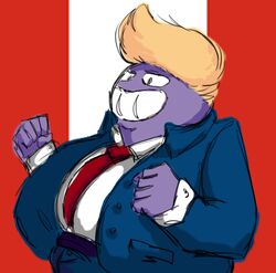  clothing donald_trump jonathan_koneko necktie not_furry overweight simple_background smile solo suit 