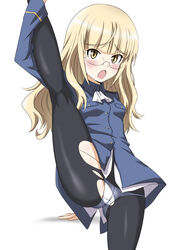  :o ass_visible_through_thighs blonde_hair blush female glasses kneepits leg_up legs long_hair minpei_ichigo panties pants pantyhose perrine_h._clostermann solo split standing standing_on_one_leg standing_split stretching strike_witches thighs torn_clothes torn_pants torn_pantyhose underwear wavy_hair white_background white_panties world_witches_series yellow_eyes 