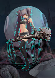  boots commentary_request female guitar_(guitars) hagane_miku hagane_vocaloid hatsune_miku high_heels highres long_hair panties pantyshot photoshop_(medium) scar shoes skirt skull solo tattoo thigh_boots thighhighs twintails underwear upskirt very_long_hair vocaloid white_panties 