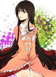  bad_id bad_pixiv_id black_hair female houraisan_kaguya kneeling long_hair red_eyes solo touhou waiko 