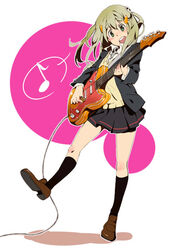  cosplay female guitar hirasawa_yui hirasawa_yui_(cosplay) instrument k-on! legs maka_albarn musical_note parody shuri_(84k) solo soul_eater 