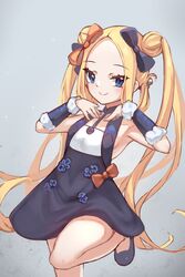  abigail_williams_(fate) bare_shoulders black_bow black_dress blonde_hair blue_eyes blush bow breasts closed_mouth cosplay detached_sleeves double_bun dress fate/grand_order fate_(series) female forehead hair_bun hairbow hands_on_own_chest highres long_hair looking_at_viewer miya_(miyaruta) multiple_bows orange_bow parted_bangs sidelocks small_breasts solo twintails yang_guifei_(fate) yang_guifei_(fate)_(cosplay) yang_guifei_(first_ascension)_(fate) 