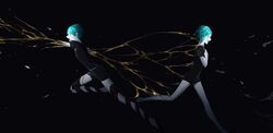  2others age_comparison androgynous black_background black_footwear black_necktie commentary_request crack cracked_skin crystal_hair feet_out_of_frame from_side gem_uniform_(houseki_no_kuni) glowing glowing_hair golden_arms hands_on_own_chest hands_up happy highres houseki_no_kuni liquid meru02295238 multiple_others necktie open_mouth other_focus outstretched_arms phosphophyllite profile puffy_short_sleeves puffy_sleeves running sad shards shoes short_sleeves shorts simple_background spoilers striped time_paradox 