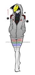  2017 alpha_channel alternate_species black_hair bomb bottomwear clothed clothing digital_media_(artwork) distracting_watermark explosives hair hi_res hoodie humanoid humanoidized legwear male mask minesweeper not_furry shorts shrimposaurus smiley_face snout solo stockings text topwear url watermark white_body white_eyes white_skin 