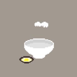  animated animated bowl cracking_egg egg egg_yolk grey_background kawawagi no_humans original pixel_art simple_background 