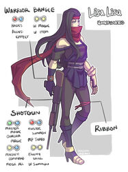  adapted_costume bare_shoulders battle_tendency black_hair boots claw_(weapon) cosplay covered_mouth crisis_core_final_fantasy_vii dress emeraudolupus female final_fantasy final_fantasy_vii gloves gun headband high_heel_boots high_heels highres holding holding_gun holding_weapon jojo_no_kimyou_na_bouken leg_ribbon lisa_lisa long_hair materia off-shoulder_dress off_shoulder pantyhose red_scarf ribbon scarf solo trigger_discipline vincent_valentine vincent_valentine_(cosplay) weapon 