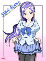  amraam120c aono_miki blue_eyes blue_hair breasts commentary_request female fresh_precure! hairband long_hair medium_breasts pantyhose precure school_uniform skirt smile solo torigoe_gakuen_school_uniform 