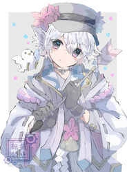  1boy angel_wings animal_ears arrow_(projectile) bad_id bad_pixiv_id bird bird_ears bloomminority choker cupid dove fantasy grey_eyes hamaya hat highres long_sleeves male_focus original pale_skin solo white_hair wing_ears wings 