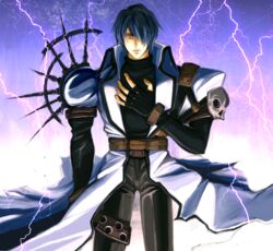  1boy bad_id bad_pixiv_id blue_hair legato_bluesummers male_focus solo soot_(susuoke) spikes trigun 