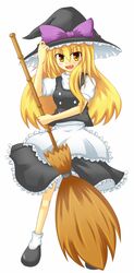  blonde_hair blush broom commentary_request female hat kirisame_marisa kokubun_(akikawaship) long_hair oerba_yun_fang solo touhou witch_hat yellow_eyes 