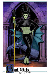  1girls abs breasts co4 diablo_the_raven disney disney_villains female female_only green_skin maleficent navel pants sleeping_beauty_(1959_film) smile text witch 