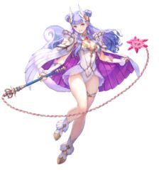  armor breasts cape cleavage double_bun female full_body haccan hair_bun highleg highleg_leotard highres holding holding_weapon leotard long_hair looking_at_viewer medium_breasts official_art palamena_(visions_of_mana) purple_eyes purple_hair second-party_source seiken_densetsu shoulder_armor smile solo squirrel_tail tail thigh_strap transparent_background visions_of_mana weapon white_leotard wing_hair_ornament 