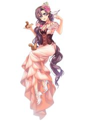  :d akatsuki_no_kiseki blue_eyes breasts brown_hair cleavage dress eiyuu_densetsu emma_millstein female flower full_body hair_between_eyes hair_flower hair_ornament hair_over_shoulder high_heels layered_dress long_dress long_hair looking_at_viewer medium_breasts official_art open_mouth pink_dress pink_flower sen_no_kiseki_(series) sen_no_kiseki_i simple_background smile solo squirrel underbust very_long_hair white_background white_footwear 