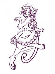  2021 4_toes 5_fingers anthro arm_tuft artist_name bangs barefoot bent_arm bent_leg black_claws claws clothing cotton_candy_(yaminoneko) digital_drawing_(artwork) digital_media_(artwork) domestic_cat dress ear_piercing ear_ring eyelashes feet felid feline felis female fingers fist frilly frilly_clothing frilly_dress hair hi_res line_art long_tail mammal pawpads piercing pose ring_piercing short_hair simple_background solo tail toe_claws toes tuft whiskers white_background white_clothing white_dress white_hair white_pawpads yaminoneko 