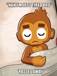  animated anthro balloon bed bloons_tower_defense brown_body brown_fur closed_eyes dart_monkey_(bloons) eyebrows fur furniture half_dime haplorhine hi_res humor inflatable male mammal meme monkey ninja_kiwi primate sleeping solo tan_body tan_skin text tuft 