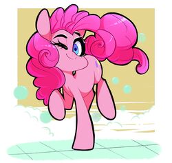  2017 blue_eyes blush bubble cutie_mark digital_media_(artwork) earth_pony equid equine eyelashes female feral friendship_is_magic hair hasbro hi_res horse looking_at_viewer mammal my_little_pony pink_hair pinkie_pie_(mlp) pony smile solo sourspot 