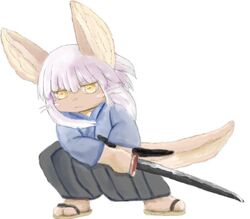  artist_request brown_eyes furry nanachi_(made_in_aybss) rabbit samurai_clothes short_hair sword white_hair 