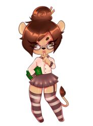  alpha_channel clothing eyewear felid female freakster glasses hi_res laish legwear librarian library lion mammal pantherine pencil_(object) simple_background solo stockings thigh_highs transparent_background 