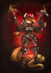  anthro armor atryl blizzard_entertainment clothing cosplay crossbow crossover demon_hunter diablo_3 digital_media_(artwork) earth_pony equid equine fan_character female hasbro hi_res holding_object holding_weapon horse mammal my_little_pony pony ranged_weapon solo sugar_beet weapon 