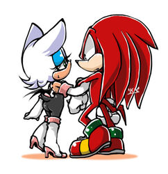  anthro bat duo echidna female knuckles_the_echidna male mammal monotreme rouge_the_bat sega simple_background sonic_the_hedgehog_(series) urahyu 