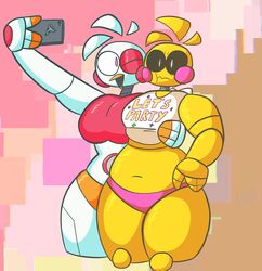  2020 angry animatronic annoyed anthro avian beak beakless bib bird black_sclera blush blush_stickers breasts chicken clothed clothing colored_nails digital_media_(artwork) duo electronics english_text female fingernails five_nights_at_freddy&#039;s five_nights_at_freddy&#039;s_2 floating_hair food freddy_fazbear&#039;s_pizzeria_simulator funtime_chica_(fnaf) galliform gallus_(genus) hand_on_hip happy hi_res hug jaybat11 looking_at_another machine nails non-mammal_breasts one_eye_closed orange_clothing orange_fingernails orange_nails orange_panties orange_underwear panties phasianid phone pink_clothing pink_eyes pink_panties pink_underwear pizza portrait robot scottgames selfie simple_background text three-quarter_portrait toy_chica_(fnaf) underwear white_body wink yellow_body 