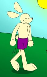  animated anthro big_feet blinking bottomwear chest_tuft clothing feet floating_ears hi_res jason_burrow jay_jay_the_lucky_rabbit lagomorph leporid male mammal purple_bottomwear purple_clothing purple_shorts rabbit scut_tail short_playtime short_tail shorts simple_animation simple_background simple_coloring simple_eyes simple_face simple_nose solo sun swift_bristle tail tuft walking 