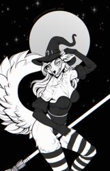  anthro canid canine clothed clothing costume female gloves halloween halloween_costume handwear hat headgear headwear hi_res holidays line_art looking_at_viewer magic_user mammal mask pinup pose road~abelgeym scull solo witch witch_costume witch_hat 