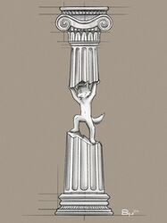  ambiguous_gender ambiguous_species anthro bruno_borker hi_res holding_object lifting_object pillar rome sculpture simple_background solo structure 