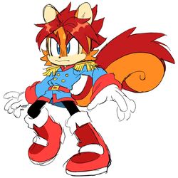  8xenon8_(artist) anthro archie_comics blue_eyes boots clothing elias_acorn epaulet footwear fur gloves ground_squirrel hair handwear male mammal orange_body orange_fur red_body red_fur red_hair rodent sciurid sega shirt simple_background solo sonic_the_hedgehog_(archie) sonic_the_hedgehog_(comics) sonic_the_hedgehog_(series) topwear white_background 