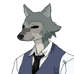  1:1 aliasing alpha_channel anthro beastars canid canine canis cheems digital_media_(artwork) dogelore legoshi_(beastars) low_res male mammal meme solo wolf 