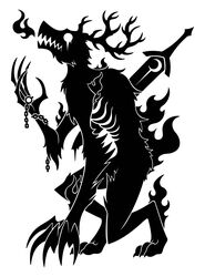  2016 3_claws 3_toes 5_claws 5_fingers anthro antlers arm_tuft back_tuft black_and_white blood bloodborne bodily_fluids breath_powers canid canine cheek_tuft chest_tuft claws crescent_moon digital_drawing_(artwork) digital_media_(artwork) digitigrade elbow_tuft elemental_manipulation facial_tuft feet finger_claws fingers fire fire_breathing fire_manipulation fromsoftware fur fur_tuft hi_res horn impalement kneeling leg_tuft male mammal melee_weapon monochrome moon ribs shain sharp_teeth silhouette simple_background snout solo sony_corporation sony_interactive_entertainment sunnyclockwork sword sword_in_body teeth thigh_tuft toe_claws toes tuft vicar_laurence_(bloodborne) weapon white_background wounded 