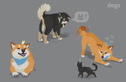  :3 ambiguous_gender arthropod ass bandana big_potato_(lkbc) butterfly canid canine canis collar concept_art domestic_dog fangs feral group happy heart_symbol hi_res insects kerchief lepidopteran little_kitty_(lkbc) little_kitty_big_city mammal official_art play_bow_pose shiba_inu speech_bubble spitz tail tail_motion tailwag teeth tongue tongue_out trio unnamed_character xvalociraptor 