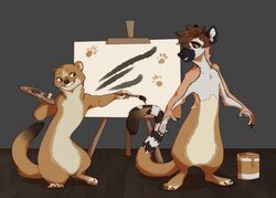  ambiguous_gender anthro duo feral hi_res lemur male mammal mustelid musteline nerfusia pablolemurr painting_body paws primate ring-tailed_lemur simple_background species_transformation strepsirrhine transformation true_musteline weasel 