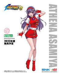  ankle_boots artist_name asamiya_athena boots character_name chinese_clothes commentary_request company_name copyright_name dress earrings english_text female fingerless_gloves fingernails full_body gloves hair_ornament hairband hand_up highres jewelry kotobukiya lips logo official_art open_mouth psycho_soldier puffy_short_sleeves puffy_sleeves purple_eyes purple_hair red_dress red_footwear red_gloves red_hairband short_dress short_shorts short_sleeves shorts simple_background smile snk socks solo standing star_(symbol) star_hair_ornament teeth the_king_of_fighters the_king_of_fighters_&#039;98 upper_teeth_only w white_background white_socks yamashita_shun&#039;ya 