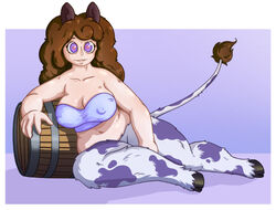  animal_humanoid annebelle bare_shoulders barrel bovid bovid_humanoid bovine bovine_humanoid brown_hair cattle_humanoid clothing ears_up female hair heart_eyes heart_symbol hooves humanoid lying mammal mammal_humanoid navel nipple_outline overweight overweight_female overweight_taur purple_eyes simple_background sitting slightly_chubby slightly_chubby_female solo taur topwear xquid 