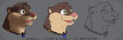  3:1 anthro brown_body brown_fur crystal fur gem green_eyes happy headshot_portrait hi_res icon inks jewelry male mammal mustelid necklace otter pendant pink_nose portrait smile softailfox solo tan_body tan_fur teeth teeth_showing tongue 