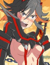  baariya bad_drawr_id bad_id bad_link blush breasts embarrassed female kill_la_kill matoi_ryuuko medium_breasts oekaki open_mouth senketsu solo suspenders underboob 