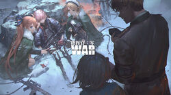  1boy 4girls ahoge apron ar-15 armband armor assault_rifle battle_rifle black_gloves blonde_hair blue_eyes bow braid breastplate breasts brown_hair character_name closed_eyes closed_mouth coat cold commander_(girls&#039;_frontline) commentary_request fal_(girls&#039;_frontline) ferret fingerless_gloves flare fn_fal fur-trimmed_coat fur_trim g36_(girls&#039;_frontline) g36_(mod3)_(girls&#039;_frontline) gas_mask girls&#039;_frontline gloves griffin_&amp;_kryuger griffin_&amp;_kryuger_military_uniform gun h&amp;k_g36 hair_between_eyes hair_ornament hand_on_another&#039;s_cheek hand_on_another&#039;s_face heckler_&amp;_koch highres hinoborukaku holding holding_gun holding_walkie-talkie holding_weapon jacket long_hair maid maid_headdress mask medium_breasts multicolored_hair multiple_girls outdoors photoshop_(medium) pink_hair ponytail red_gloves rifle short_hair side_ponytail sidelocks sitting snow snowing squatting st_ar-15_(girls&#039;_frontline) st_ar-15_(mod3)_(girls&#039;_frontline) streaked_hair thigh_strap thighhighs vector_(girls&#039;_frontline) very_long_hair walkie-talkie weapon wind 