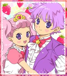  1boy aroma_(go!_princess_precure) aroma_(go!_princess_precure)_(human) bad_id bad_pixiv_id bow bowtie brother_and_sister commentary female gloves go!_princess_precure io_(tobidasebioman) lowres official_style personification pink_hair precure puff_(go!_princess_precure) puff_(go!_princess_precure)_(human) siblings 