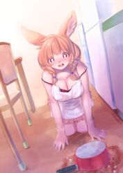  accident all_fours apron big_breasts blonde_hair bodily_fluids bottomwear braided_hair breasts camisole chest_tuft cleavage clothed clothing cooking crying female food fur hair humanoid kemono kiichi kitchen kneeling lagomorph leporid lips long_hair mammal miniskirt open_mouth pan pink_body pink_fur pink_hair pink_lips pleated_skirt rabbit sakura_(disambiguation) sakura_(kiichi) skirt slipping solo tears tuft twin_braids twintails whiskers 