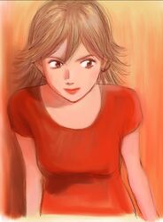  20th_century_boys brown_eyes brown_hair commentary_request endou_kanna female lipstick makeup red_lips smile solo upper_body urasawa_naoki 