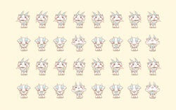  &gt;_&lt; :&lt; :o chuno closed_eyes commentary_request full_body furoshiki furoshiki_around_neck highres komasan looking_down looking_up no_humans open_mouth photoshop_(medium) simple_background solo youkai_(youkai_watch) youkai_watch 